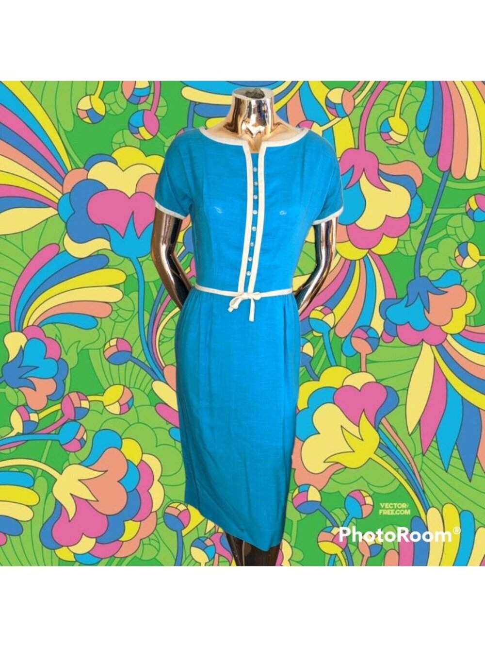 Vintage Helen Whiting  60s Robin's Egg Blue Pencil Career Dress